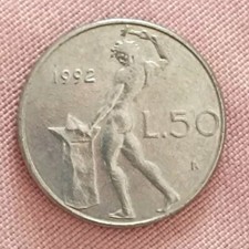 ?? ITALIA ?? COIN MONETA MINI 50 LIRE 1992 VULCANO DIAMETRO 16,55 MM