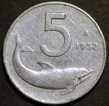 Italia 5 Lire 1952 KM# 92