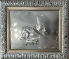 QUADRO CAPEZZALE MADONNA con BIMBO GIGANTE Cm.56x46 LASTRA in ARGENTO 925% 24712
