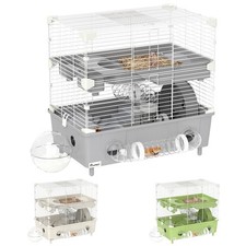 PawHut Gabbia per Criceti a 2 Livelli e 3 Porte con Ruota e Tubi