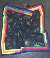 Foulard Di Fendi In Cotone Quadrato Multicolore