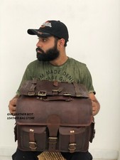 Borse da sella per moto in pelle marrone 2 borse laterali extra marsupio da s...