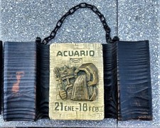 ACQUARIO (3di3) Antico Quadro in LEGNO Intagliato a Mano-Zodiaco SEGNI ZODIACALI