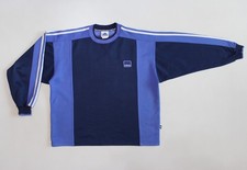 Felpa Adidas vintage Y2K scatola logo poliestere misto cotone boxy fit blu L-XL