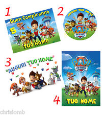 Cialda PAW PATROL Decorazione Torta Ostia o Zucchero con dedica
