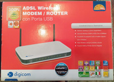 Modem Router Digicom RAW300-A02 8E4497 ADSL2+ Wi-Fi 4 300Mbps 4 LAN USB 2.0 B/N