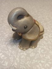 Thun  Elefante Elefantino Seduto Grigio Collare Rosso Seduto Media Misura Raro