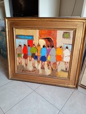 Benito TOMEZZOLI artista veronese olio tela " Donne Al Mercato "