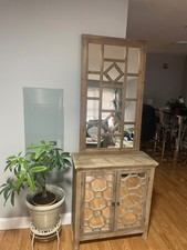 MIRRORED CREDENZA , with wood