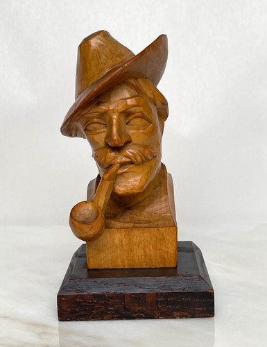 Hand carved wooden bust a - carved, of