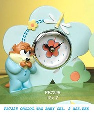 Bomboniera orologio da tavolo Taz celeste diavolo della Tasmania 12x12