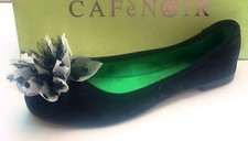 CAFè NOIR DA709 Ballerine donna in raso nero con fiocco bianco a pois nero