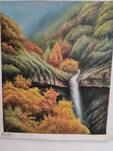 Paesaggio dipinto cascata - dipinto, a