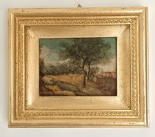 Paesaggio ( Scuola italiana XIX secolo) dipinto olio su legno