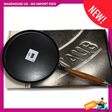 NUOVA padella per crepe in ghisa con spargitore e spatola, nero opaco, SPEDIZIONE GRATUITA