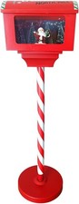 Cassetta Postale Natalizia Rossa con Babbo Natale, Luci a LED, Musica e Neve USB