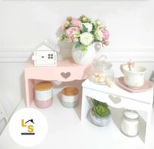 Mensola D’appoggio Shabby Alzatina In Legno Porta Barattoli Mensola Con Cuori