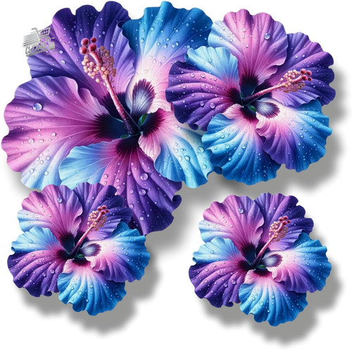 Adesivi fiori ibisco vinile - fiori,