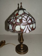 Lampada Abatjour Vetro TIFFANY base LIBERTY in Ottone per comodino como ingresso