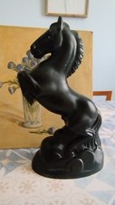 Cavallo rampante in vetro artistico di Saint Prex in vetro nero Decò 