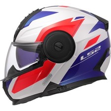 CASCO  LS2 FF 902 SCOPE II DURIA WHITE BLUE RED MODULARE REVERSIBILE  A 90°