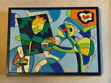 UGO NESPOLO -  ACRILICO SU LEGNO E INTARSIO “GARDEN” CM.24 X 18 + CORNICE 46X40