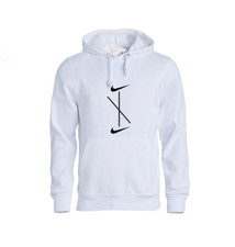 Felpa Uomo con Cappuccio Basic Unisex Nike line Logo Tasche Maglia Casual Bianca