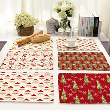 - Set Di 6 Tovagliette All'Americana Con Motivo Natalizio, in Cotone E Lino, 43X