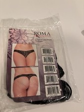 roma confidential Cutout Lace Thong Black Size S