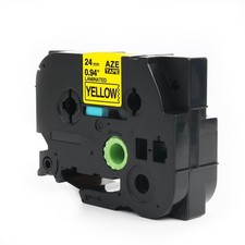 Nastro Compatibile Brother TZE-651 TZE651 24mm 8 metri Nero su Giallo