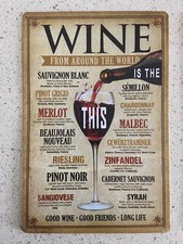 Targa in metallo da parete Vino Wine