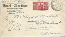 Lettera posta aerea per gli USA con 100 £ Democratica isolato 28.10.1949