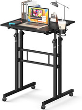 Piccola Scrivania in Piedi con Ruote, Alto Mobile Stand Up Table, Portatile Stand D