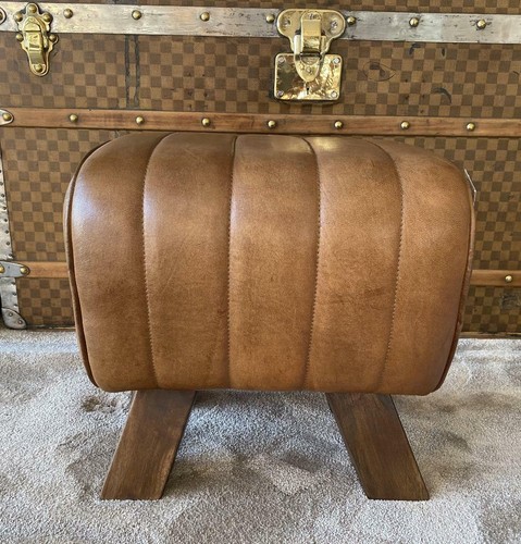 Sgabello pelle marrone - pelle, /