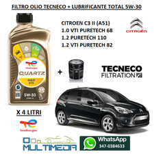 KIT FILTRO OLIO E TOTAL 5W30 CITROEN C3 II 1.0 1.2 PURETECH 1.2 VTI 68 82 110 CV