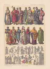 Inglese Medioevo Mode Costume Tradizionale Litografia Di 1883 Re Cavaliere