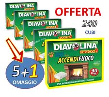 5+1 OMAGGIO → Diavolina ACCENDIFUOCO 40/ 80/ 240 cubi Accendi Fuoco Stufe Camini
