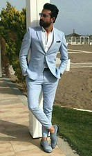 Da Uomo Blu Abito Slim Fit