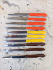 COLTELLI 10 PEZZI  VINTAGE IN ACCIAIO E PLASTICA