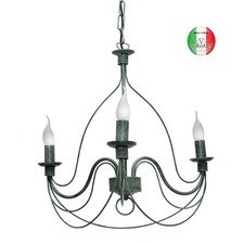 Lampadario a sospensione ferro battuto 3 luci shabby chic Lisette Made in Italy 
