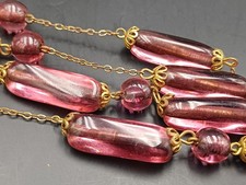 COLLANA GIROCOLLO VETRO ED OTTONE D'EPOCA - PRIMA META' DEL '900