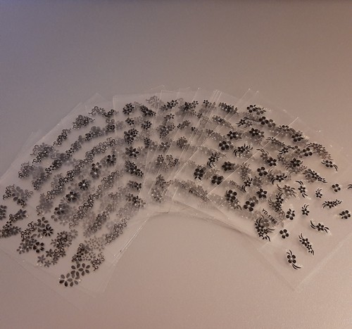 100 stickers fiori neri - fiori,