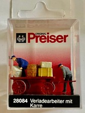 PREISER 28084 H0 1:87  verladerbeiter mit karre, carretto merci stazione