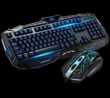 Tastiera + mouse da gioco cavo USB retroilluminata RGB LED Gaming luci PC gamer