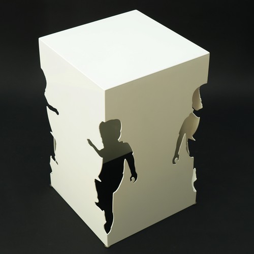 Tavolino pouf bianco - pouf, in