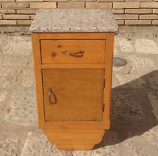 Antico comodino in legno primi '900 design art deco con piano in marmo granito 