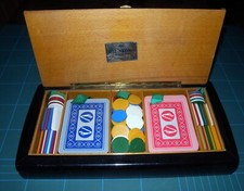 CARTEC GIOCO Cofanetto mogano DAL NEGRO  carte poker con fiches - collezionismo