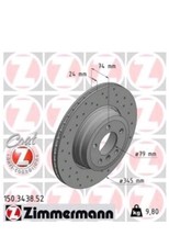 ZIMMERMANN Sport Dischi Freno 345mm Forati Posteriore Adatto  Per BMW 5, 6, 7.