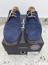 SCARPE OLIVER SWEENEY LUCCA BLU SCURO SCAMOSCIATE SUOLA IN PELLE STRINGATE UK 9 EU 43 IMBALLATE