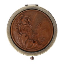  Specchio Trucchi Piccolo Portatile Per Trucco Pieghevole Manico in Legno